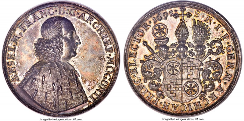 Mainz. Anselm Franz Medallic 2 Taler 1695-AK MS63+ NGC, KM218, Dav-LS349, Prinz ...