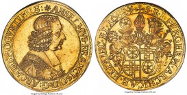 Mainz. Anselm Franz gold 5 Ducat (1/2 Portugalöser) 1682-MF MS63 NGC, Mainz mint, KM-A184 (this coin), Fr-1662, Würdtwein-Unl., Heiligenberger-Unl., v...