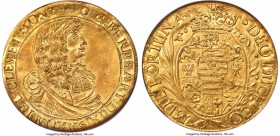 Saxe-Jena. Bernhard II gold 5 Ducat 1673-ABC MS63 NGC, Eisleben mint, KM-A16 (Unique, though stated as having ABK initials from the dies of KM14), Fr-...