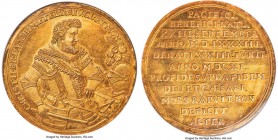 Saxony. Christian II gold Medallic "Death" 10 Ducat 1611 MS65 S NGC, KM-Unl., Fr-2648 (Very Rare; this coin), Merseburger-Unl., Dassdorf-Unl., Wilmers...