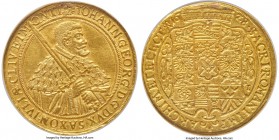 Saxony. Johann Georg I gold 10 Ducat (Portugalöser) 1628-HI UNC Details (Plugged) NGC, Dresden mint, KM-B418 (Rare), Fr-2690 (Very Rare), Merseburger-...