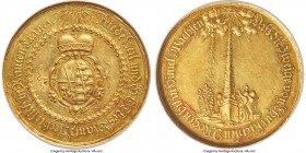 Saxony. Johann Georg I/II gold Medal of 10 Ducats ND AU58 NGC, Merseburger-Unl., Wilmersdörffer-Unl., cf. Dassdorf-711 (R; there, gilt). 49mm. 34.59gm...