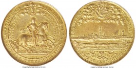 Silesia-Liegnitz-Brieg. Georg III von Brieg gold Medal of 10 Ducats 1656-IB AU Details (Plugged) NGC, Fr-Unl., Saurma-Jeltsch-351 (not illustrated), F...