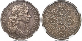 Charles II silver Pattern "Petition" Crown 1663 XF40 NGC, KM-PnB33, S-3354A, L&S-6, ESC-429 (R4; prev. ESC-72), Bergne, "Coin Pedigrees--No. 1" (The N...