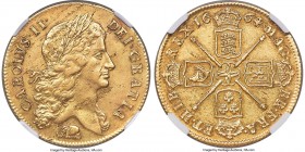 Charles II gold "Elephant" 2 Guineas 1664 AU Details (Obverse Cleaned) NGC, KM425.2, Fr-285, S-3334, Schneider-430. Elephant below bust. A thoroughly ...