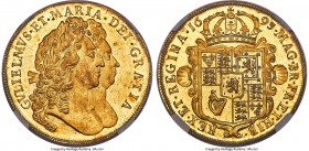 William & Mary gold 5 Guineas 1693 MS64 Prooflike NGC, KM479.1, Fr-299, S-3422, Schneider-462. QVINTO edge. Simply stated, of legendary quality. Any c...