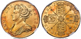 Anne gold 5 Guineas 1706 MS61 NGC, KM521, Fr-317, S-3566, Schneider-524. Post-Union type. QVINTO edge. Mint State condition is anything but common for...