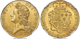 George II gold 5 Guineas 1741/38 UNC Details (Reverse Graffiti) NGC, KM571.1, Fr-332, S-3663A, Schneider-563. Unquestionably uncirculated and evidentl...