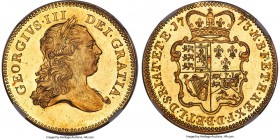 George III gold Proof Pattern 5 Guineas 1773 PR64 Cameo NGC, KM-Pn52, Fr-350, S-3723, L&S-2, W&R-77 (R4), Schneider-Unl. Plain edge. By John Tanner. F...