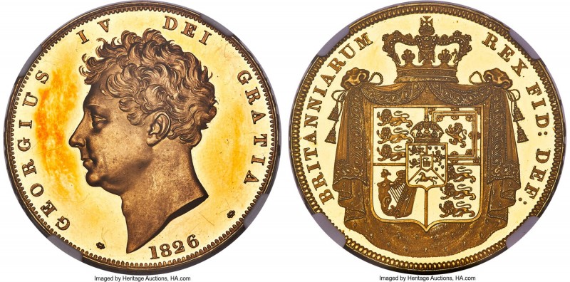 George IV gold Proof 5 Pounds 1826 PR63 Ultra Cameo NGC, KM702, S-3797, L&S-27, ...