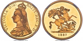 Victoria gold Proof 5 Pounds 1887 PR62+ Ultra Cameo NGC, KM769, Fr-390, S-3864, W&R-285. Mintage: 797. Just shy of a choice designation, though it is ...
