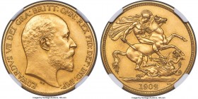 Edward VII gold Matte Proof 2 Pounds 1902 PR62 NGC, KM806, S-3968, W&R-406. Characteristically matte in appearance, according to the intended producti...