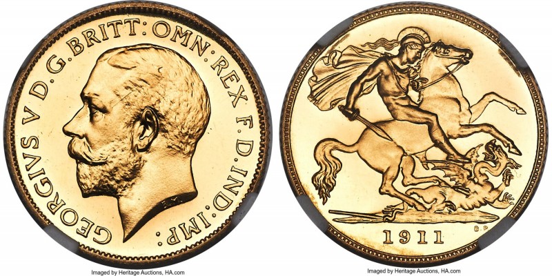 George V gold Proof 1/2 Sovereign 1911 PR64 Cameo NGC, KM819, S-4006, W&R-418. A...