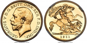 George V gold Proof 1/2 Sovereign 1911 PR64 Cameo NGC, KM819, S-4006, W&R-418. A sparkling representative of this popular issue, exhibiting mirror res...
