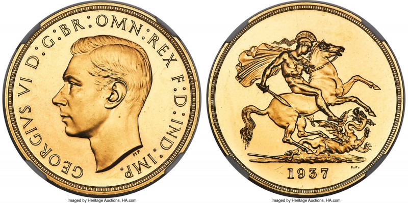 George VI gold Proof 5 Pounds 1937 PR64 S NGC, KM861, Fr-409, S-4074, W&R-435. M...