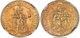 Leopold I gold 5 Ducat 1674-KB AU50 NGC, Kremnitz mint, KM182, Fr-125, Horsky-Unl., Husz-1288, Unger-972. 17.18gm. Date mislabeled as "1574" on insert...