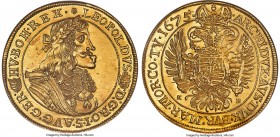 Leopold I gold 10 Ducat 1675-KB MS64+ NGC, Kremnitz mint, KM-Unl., Fr-122, Horsky-Unl., Husz-1272a (R16), Unger-957b (Unique), CNA-41-i-1. 34.78gm. Ye...
