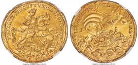 Christian Hermann Roth gold Medallic Restrike "St. George" 5 Ducat ND (c. 18th Century) MS63 NGC, Kremnitz mint, Fr-563, Husz-6. 39mm. 17.30gm. 18th-c...