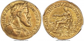 Milan. Charles V (1535-1556) gold Medallic Testone d'Oro della Pieta ND (c. 1535) XF40 NGC, cf. CNI-Va.37 (in silver), Gnecchi-Unl., Gnecchi Collectio...