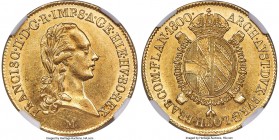 Milan. Franz II gold Sovrano 1800-M MS60 NGC, Milan mint, KM241, Fr-741a, Herinek-230. Flashy and bold, with a faint touch of cabinet friction to the ...