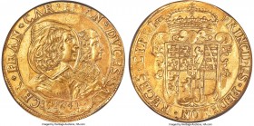 Savoy. Carlo Emanuele II gold 10 Scudi d'Oro 1641 AU58 NGC, Chambéry or Turin mint, KM202, Fr-1069, Gnecchi Collection-5051, Bellesia-82/A (R4), MIR-7...