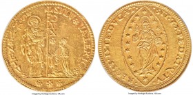 Venice. Silvestro Valier gold 25 Zecchini ND (1694-1700) MS61 NGC, KM440 (Rare), Fr-1350 (Rare), CNI-Unl., Bellesia-203 (R5), Paolucci-113.1 (R6). 87....