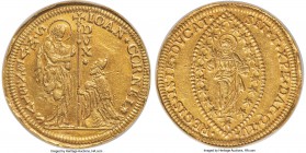 Venice. Giovanni Corner II gold 25 Zecchini ND (1709-1722) AU55 NGC, KM489 (Rare), Fr-1364 (Rare), Paolucci-118.4 (R5), Bellesia-236 (R5), CNI-VIIIb.9...