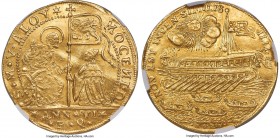 Venice. Alvise Mocenigo III gold Osella of 4 Zecchini Anno VI (1727)-PQ MS61 NGC, KM-X254, Fr-Unl., CNI-VIIIb.82, Paolucci II-385, Bellesia-273 (R4), ...