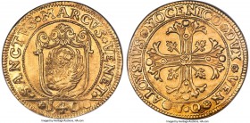 Venice. Alvise Mocenigo III gold Scudo della Croce of 15 Zecchini ND (1722-1732)-VQ MS66 S NGC, KM-Unl., Fr-Unl., CNI-Unl., Paolucci-Unl., Bellesia-Un...