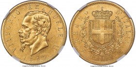 Vittorio Emanuele II gold 100 Lire 1864 T-BN MS62+ NGC, Turin mint, KM19.1, Fr-8, MIR-1076a, Pag-451. A rare issue from a tiny mintage of 579 pieces, ...