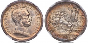 Vittorio Emanuele III 5 Lire 1914-R MS63 NGC, Rome mint, KM56, Dav-144, Mont-114, Gig-72, Pag-708. Uniformed bust right / Minerva, holding branch and ...