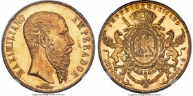 Maximilian gold 20 Pesos 1866-Mo UNC Details (Obverse Scratched) NGC, Mexico City mint, KM389, Fr-62. From a total mintage of only 8,274. A fleeting i...