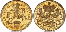 Holland. Provincial gold Proof Ducaton (10 Ducat or Gold Rider) 1703 PR61 NGC, KM-P38 (listed as a Piefort), Fr-Unl., Delm-788 (R4), CNM-2.28.84, PW-H...