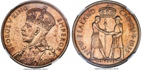 George V silver Pattern "Waitangi" Crown 1935 MS64 NGC, KM-Pn4, cf. Dav-433 (circulation issue). An exceedingly rare Pattern production of the 1935 "W...