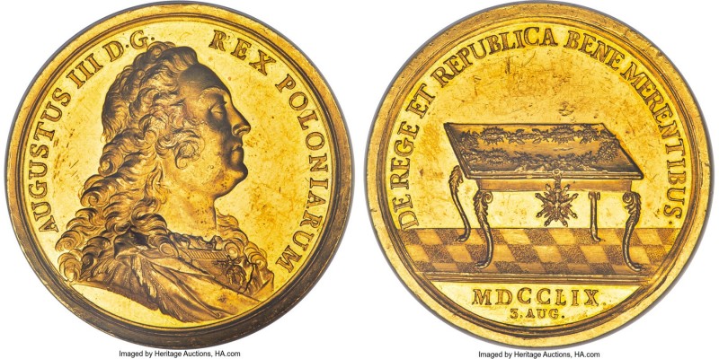 August III gold "White Eagle Award" Medal of 24 Ducats 1759 MS62 Prooflike NGC, ...