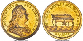 August III gold "White Eagle Award" Medal of 24 Ducats 1759 MS62 Prooflike NGC, Raczynski-403 (1750), HCz-7844 (R5; 1754), Bentkowski-579 (1761). 52mm...