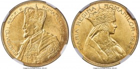 Ferdinand I gold "Coronation" 25 Lei 1922 MS62 NGC, London mint, KM-XM2, Fr-12, Stamb-83. Produced to commemorate the coronation of Ferdinand I, and f...