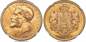 Ferdinand I gold 100 Lei 1922-Dated (1928/1929) MS62+ NGC, London mint, KM-XM4, Fr-9, Stamb-85. A fleeting type bearing a date of 1922, though actuall...