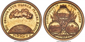 Karl VI of Austria (as Charles III of Spain) gold "Victories in Battle" Medal 1706-Dated MS63 Prooflike NGC, Montenuovo-1342 var. (in silver), Horsky-...