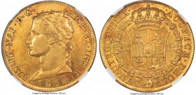 Joseph Napoleon gold 320 Reales 1810 M-AI AU58 NGC, Madrid mint, KM545, Fr-300, Onza-1188 (Extremely Rare). Type with initials "AI" for assayers Isido...