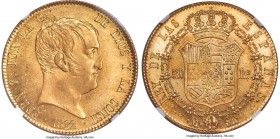 Ferdinand VII gold 320 Reales 1822 M-SR MS63 NGC, Madrid mint, KM566, Fr-319, Onza-1243, Cal-1778 (prev. Cal-36). De Vellon coinage. An alluring repre...