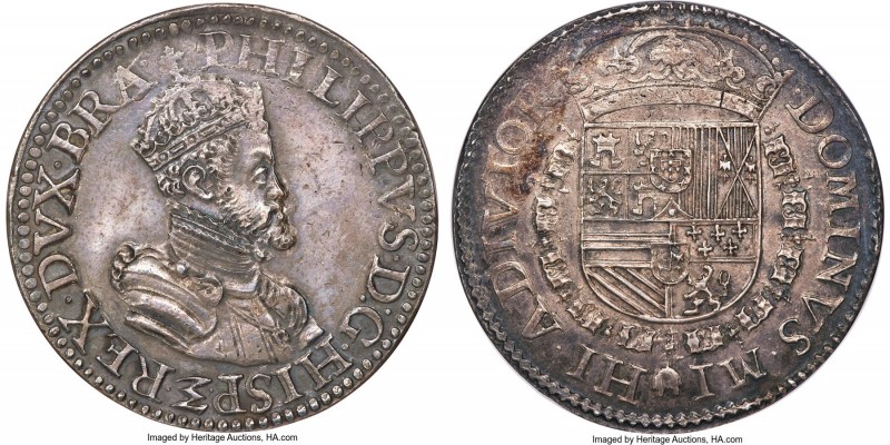 Brabant. Philip II of Spain silver Piefort Daalder ND (c. 1586) MS60 NGC, Antwer...