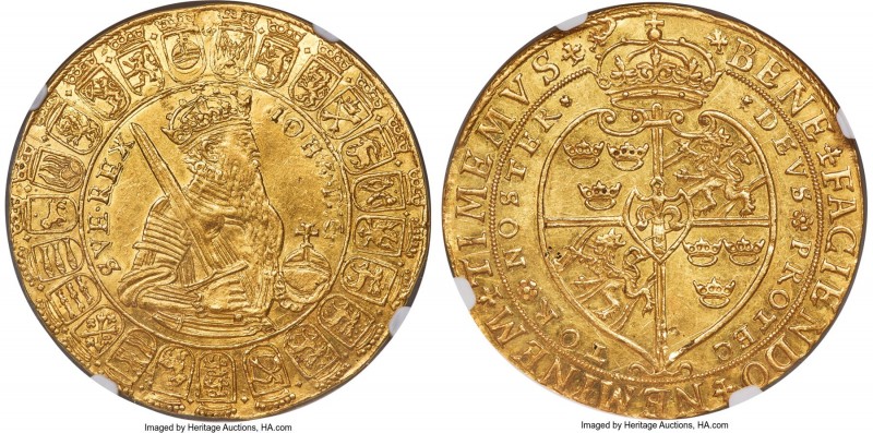 Johan III (1568-1592) gold Double Rose Noble (5 Ducat or 1/2 Portugalöser) ND (1...