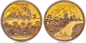Carl XII gold "Siege of Tönning & Bombardment of Copenhagen" Medal of 20 Ducats 1700-Dated MS62 NGC, Hildebrand-I, pg. 496, 32, Hede Collection-562 va...