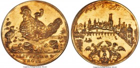 Basel. City gold Medallic "Clucking Hen (Glückhenne)" 12 Ducat ND (c. 17th Century) MS61 NGC, KM-Unl., Fr-79 var. (weight), HMZ-Unl., Divo-Unl., cf. S...