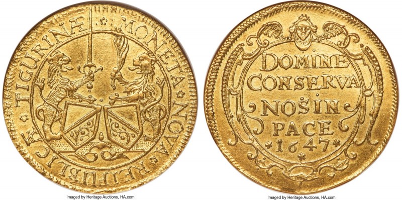 Zurich. Canton gold 8 Ducat 1647 UNC Details (Tooled) NGC, KM-Unl., cf. Fr-470 (...