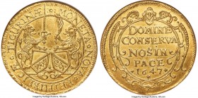 Zurich. Canton gold 8 Ducat 1647 UNC Details (Tooled) NGC, KM-Unl., cf. Fr-470 (different design), HMZ-Unl., Hürlimann-Unl., Wunderly-Unl. 27.29gm. An...