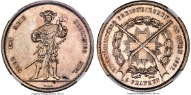Confederation "Bern Shooting Festival" 5 Francs 1857 MS63 NGC, Bern mint, KM-XS4, Richter-181a. Nearly medallic in presentation, with a potent cartwhe...