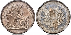 Confederation "Schwyz Shooting Festival" 5 Francs 1867 MS63 NGC, Bern mint, KM-XS9, Richter-1707. Mintage: 8,000. Marked by hard argent luster underne...