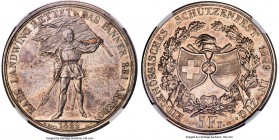 Confederation "Zug Shooting Festival" 5 Francs 1869 UNC Details (Cleaned) NGC, Bern mint, KM-XS10, Richter-1617b. Laden with soft, silvery tone and vi...